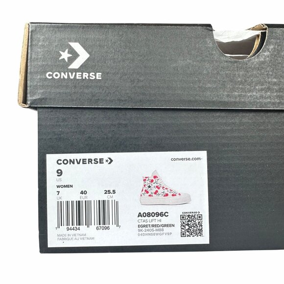 ⭐Converse Ctas Lift Platform Cherries Sz 9 Women Shoes Egret Red Sneaker A08096C - Picture 9 of 12